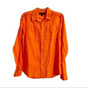 G By Guess Women Tangerine Snap Front And Sleeves Long Sleeve Western Shirt S